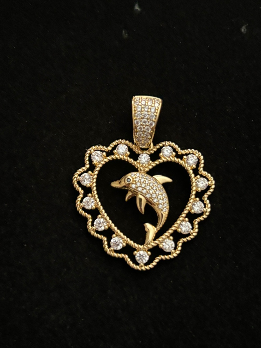 Gold Plated Dolphin Heart Pendant
